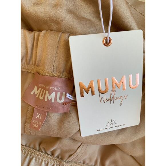 Show Me Your Mumu Glam Time Shorts in Copper Luxe Satin Size XL Pull On Lined - Picture 3 of 4